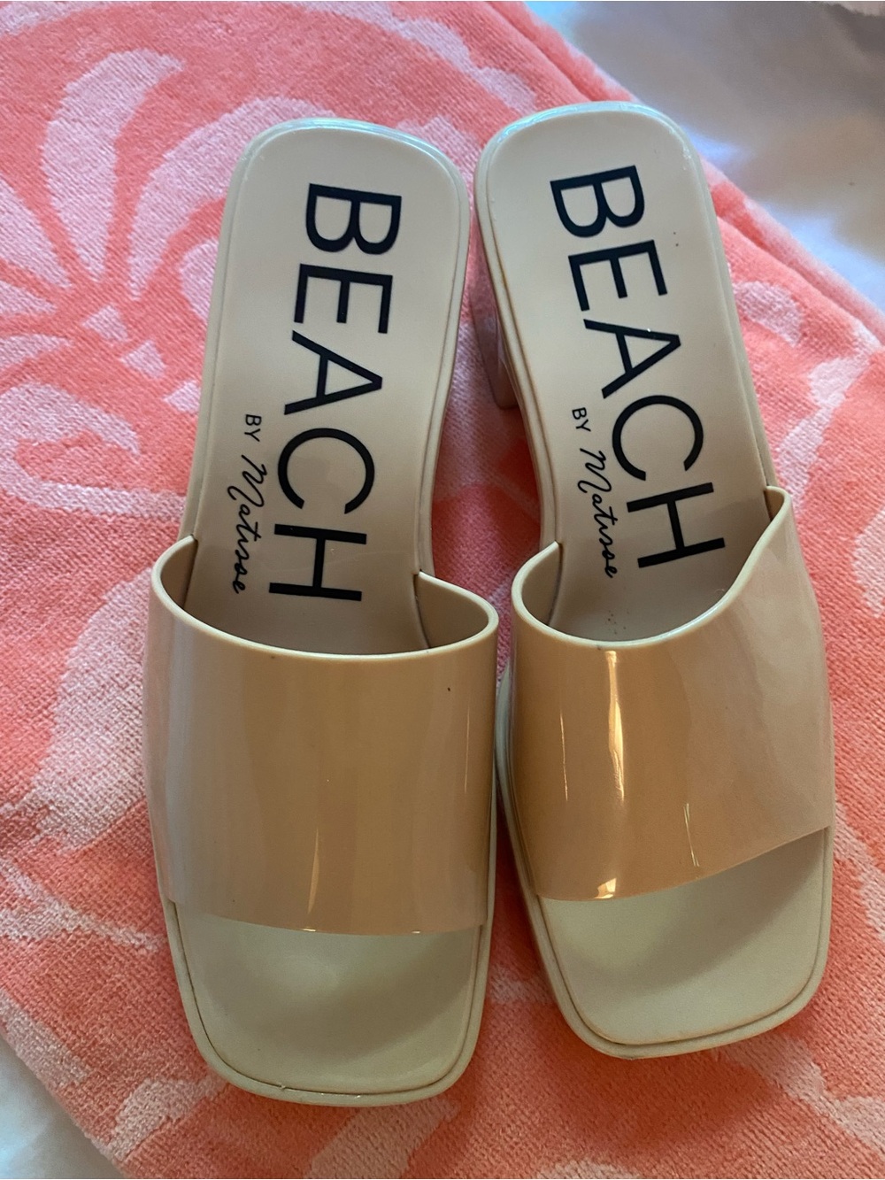 Beach by Matisse Nude Patent Slide Mules